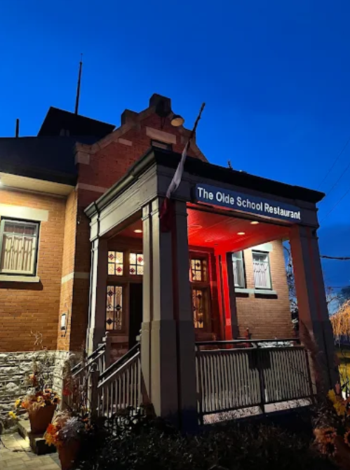 the outside of the Olde School Restaurant