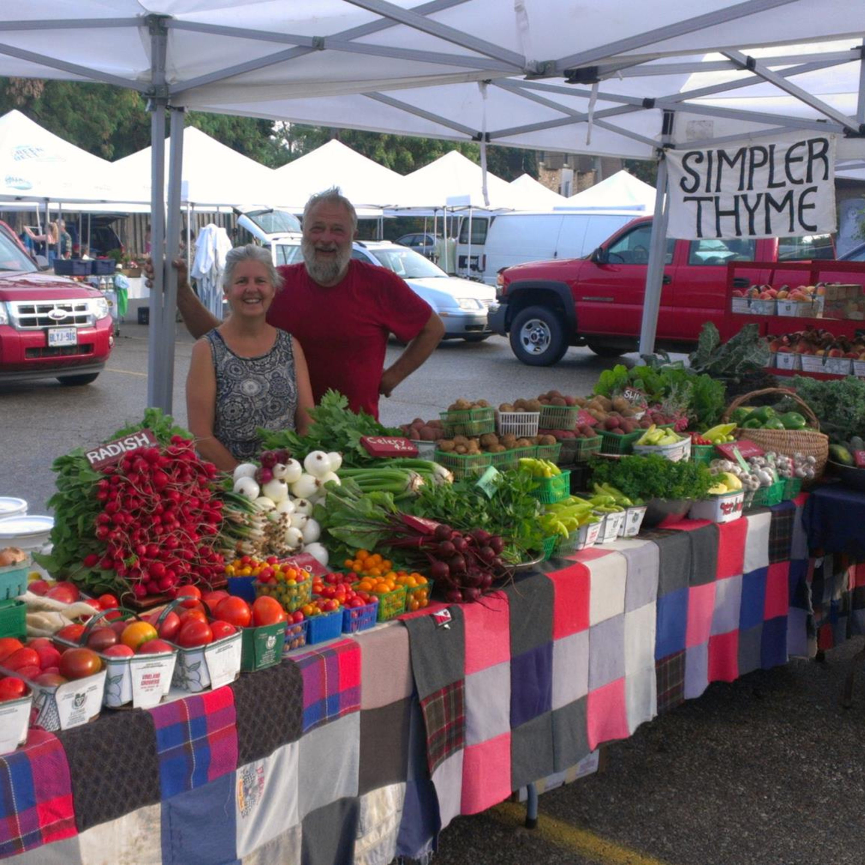The vibrant Simpler Thyme Organic Farm Market with fresh seasonal produce
