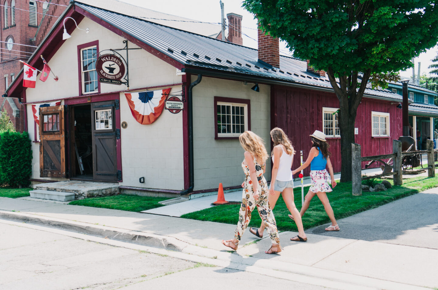 friends walking to discover Milton Historical Society